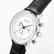 Chronograph I White - Black Leather