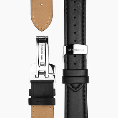 Black Leather Strap - Silver Buckle