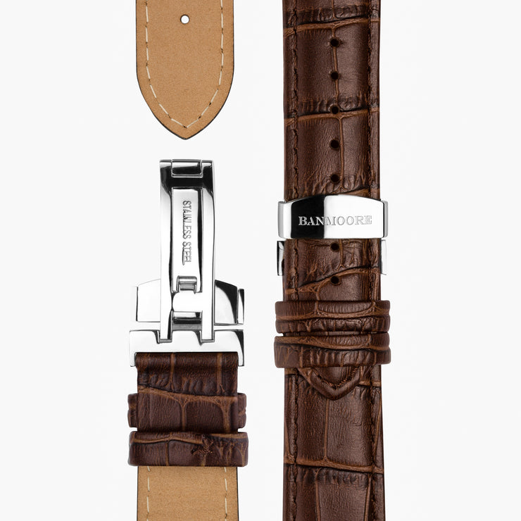 Brown Leather Strap - Silver Buckle